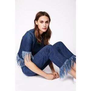 💕3x1💕 Straight Crop Fringe Jean Button Fly High Waisted Cropped ~ Lima 27 NWT